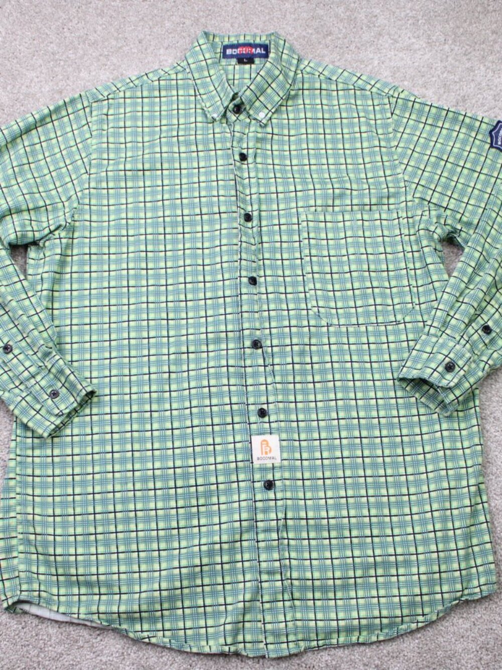 Bocomal FR Shirt Mens Large Green Flame Resistant NFPA 2112 Cat2 Long Sleeve